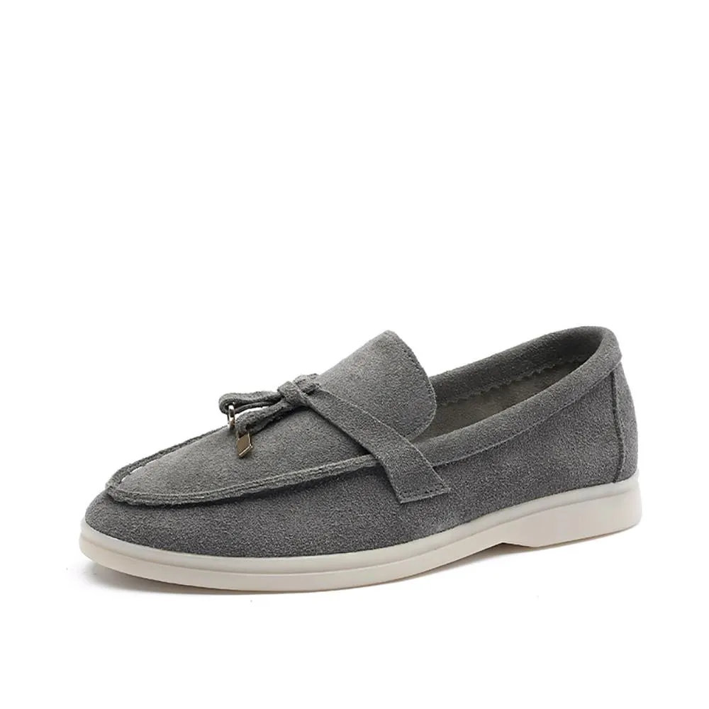 Classic Cow Suede Loafers Slip-On Leather Moccasins Flat Shoes