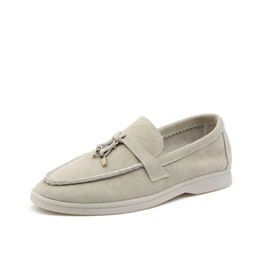 Classic Cow Suede Loafers Slip-On Leather Moccasins Flat Shoes