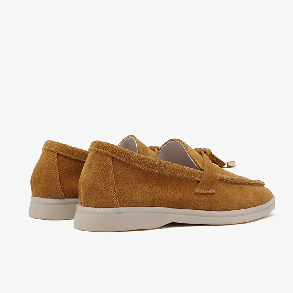 Classic Cow Suede Loafers Slip-On Leather Moccasins Flat Shoes