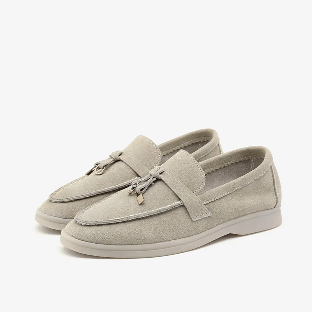 Classic Cow Suede Loafers Slip-On Leather Moccasins Flat Shoes