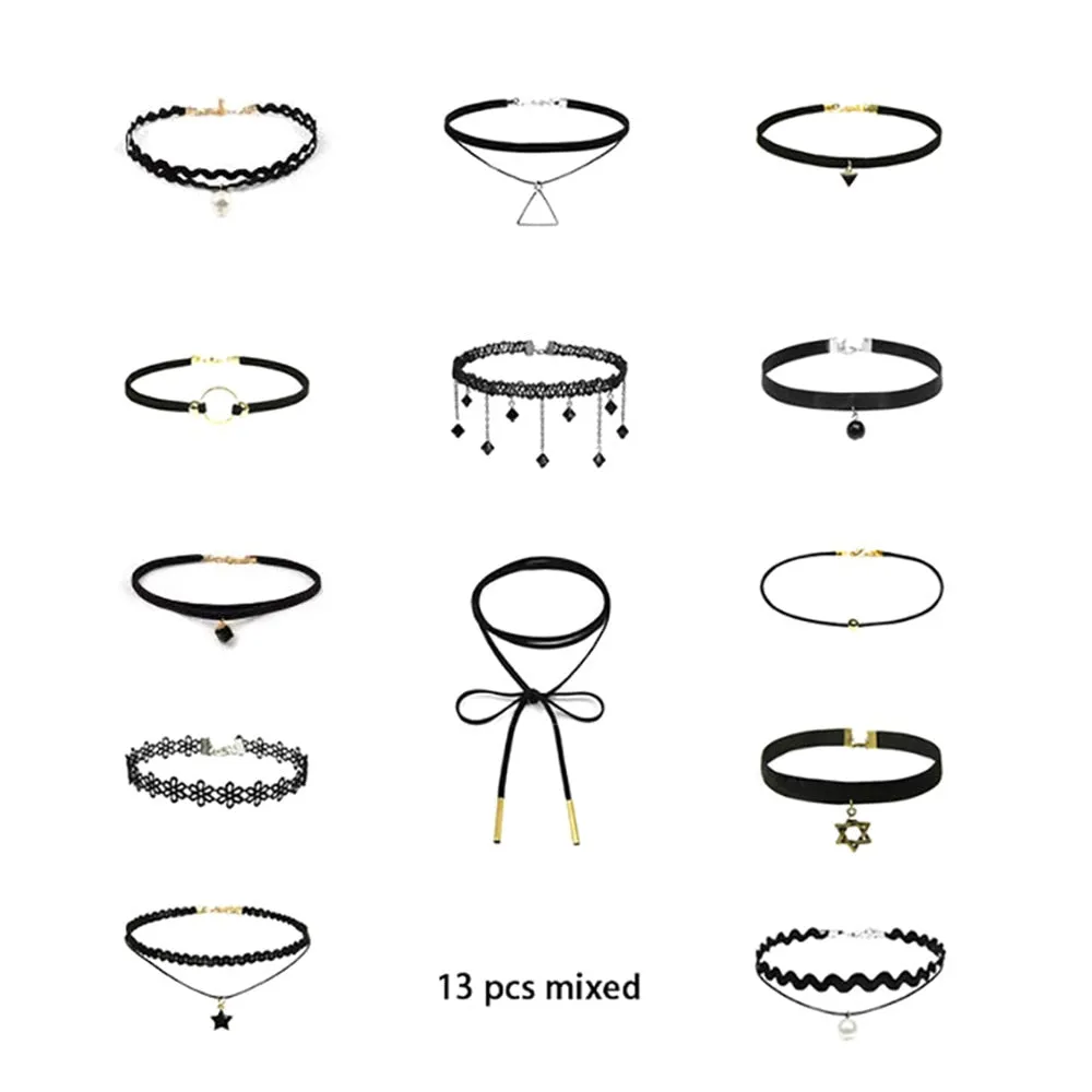 Funki Buys | Necklaces | Women's Black Leather Velvet Chokers