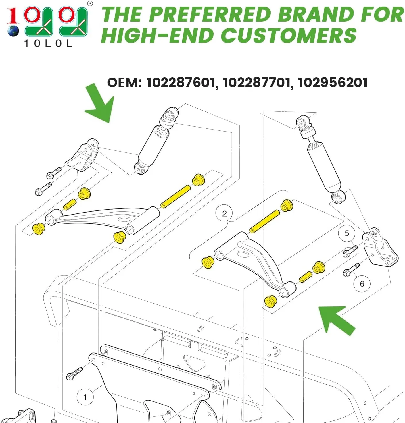Golf Cart Control Arm Bushing Kit for Club Car Precedent - 10L0L