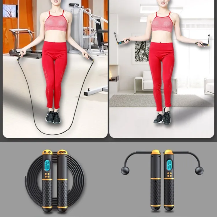 Rope / Cordless Dual-use Version Student Exam Exercise Fitness Smart Counting Skipping Rope with Load Weight(White Black)