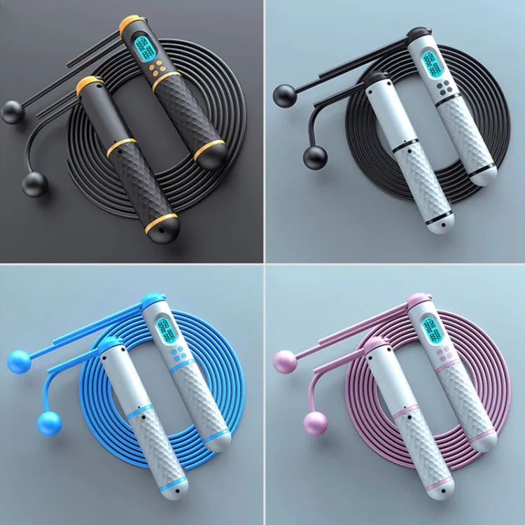 Rope / Cordless Dual-use Version Student Exam Exercise Fitness Smart Counting Skipping Rope with Load Weight(White Black)